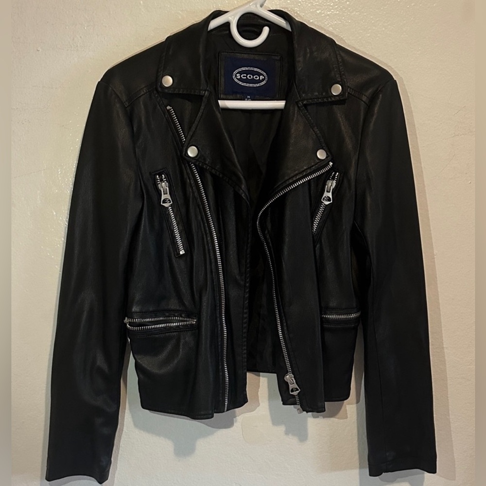 Scoop Black Faux Leather Moto Jacket